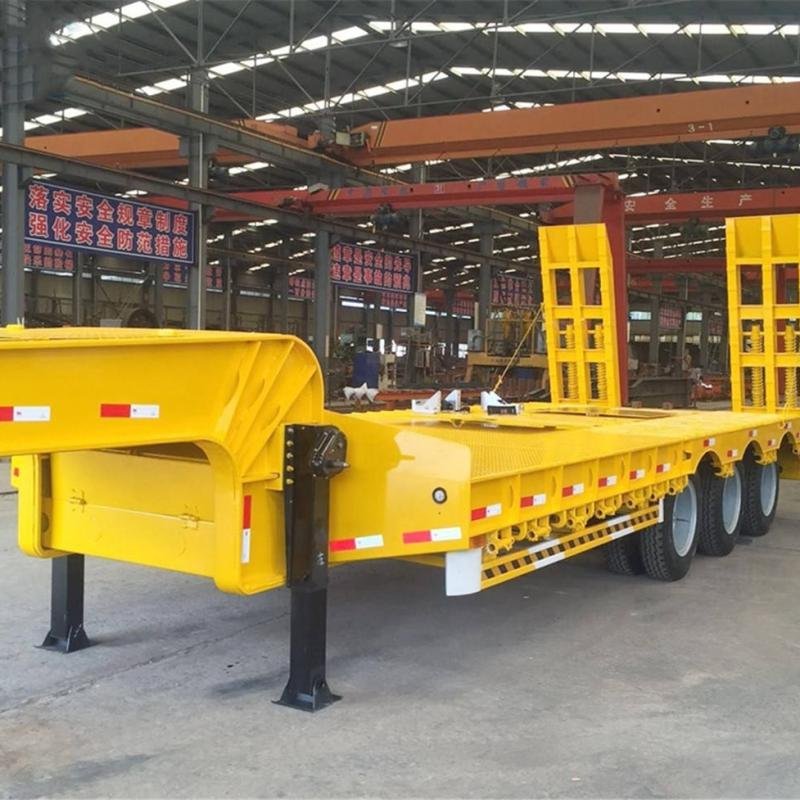 China 3-Axle 12m 60T Low Bed Semi-Trailer - Heavy Duty Construction Equipment Transporter