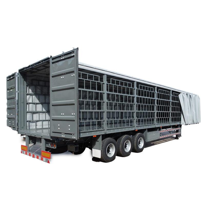 60 Ton Steel Drop Side Fence Semi Trailer 3 Axle Heavy-Duty Cargo Transport Trailer